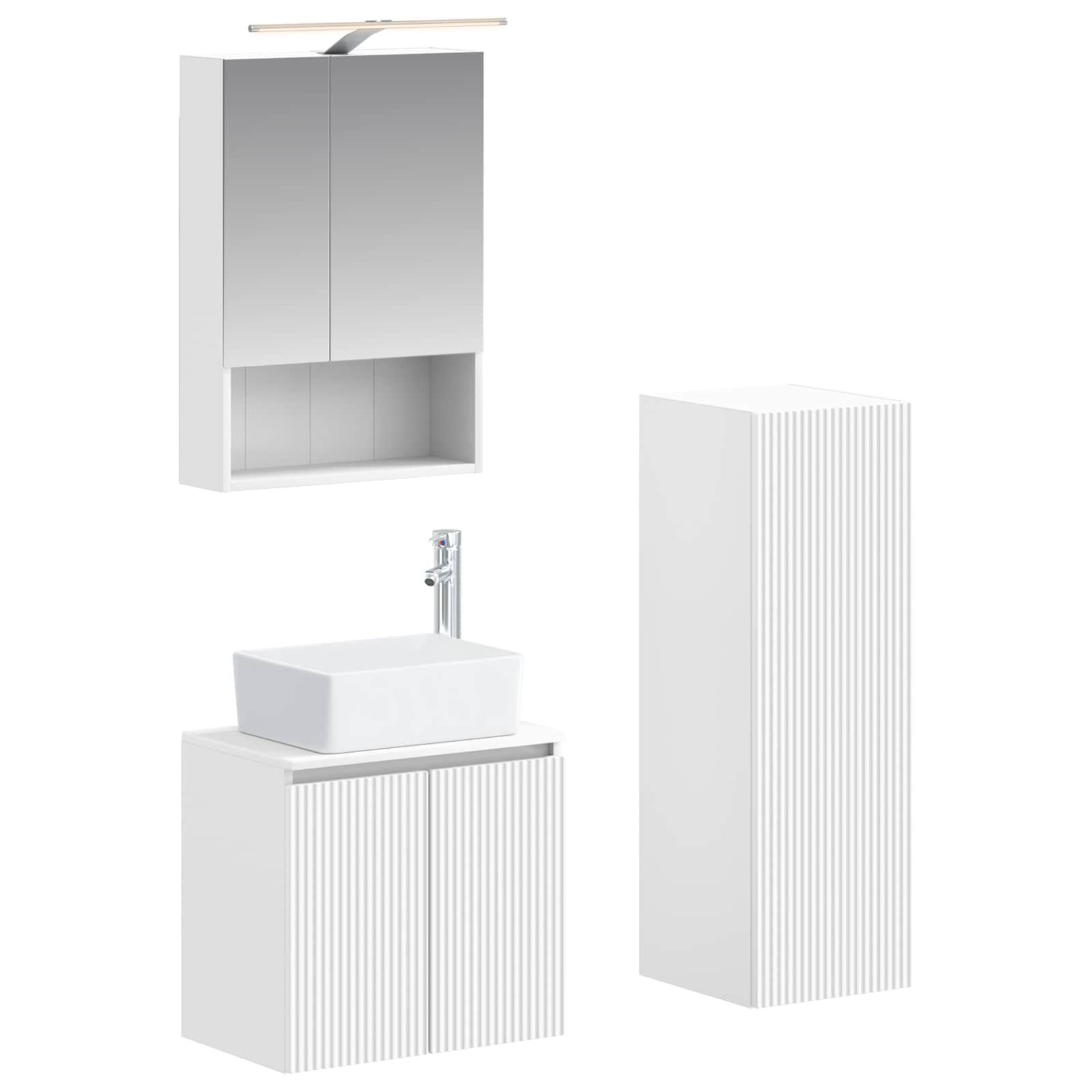 Bathroom Furniture Set 4 Pcs Engineered Wood And Glass