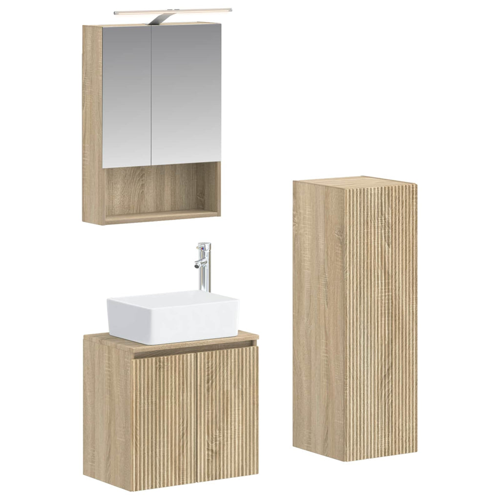 Bathroom Furniture Set 4 Pcs Engineered Wood And Glass
