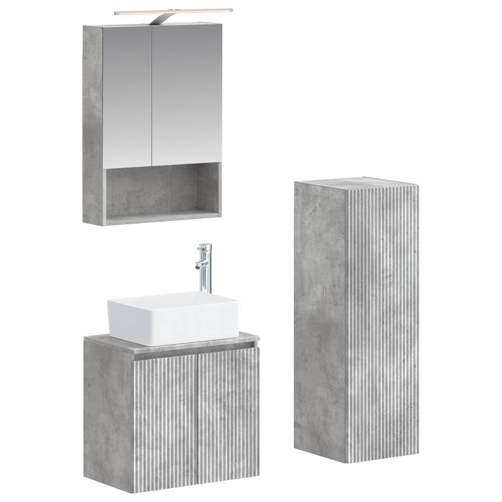 Bathroom Furniture Set 4 Pcs Engineered Wood And Glass