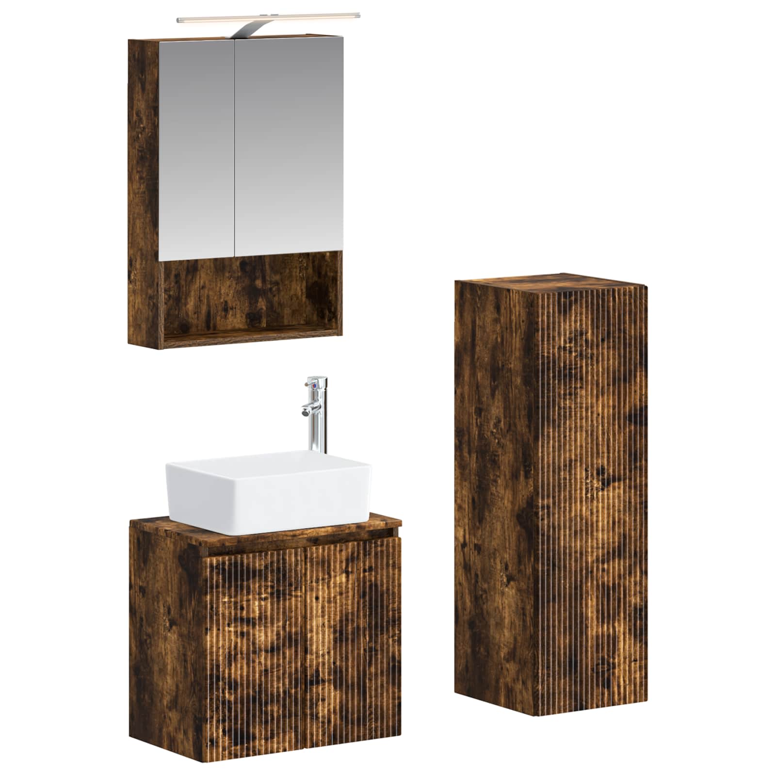 Bathroom Furniture Set 4 Pcs Engineered Wood And Glass