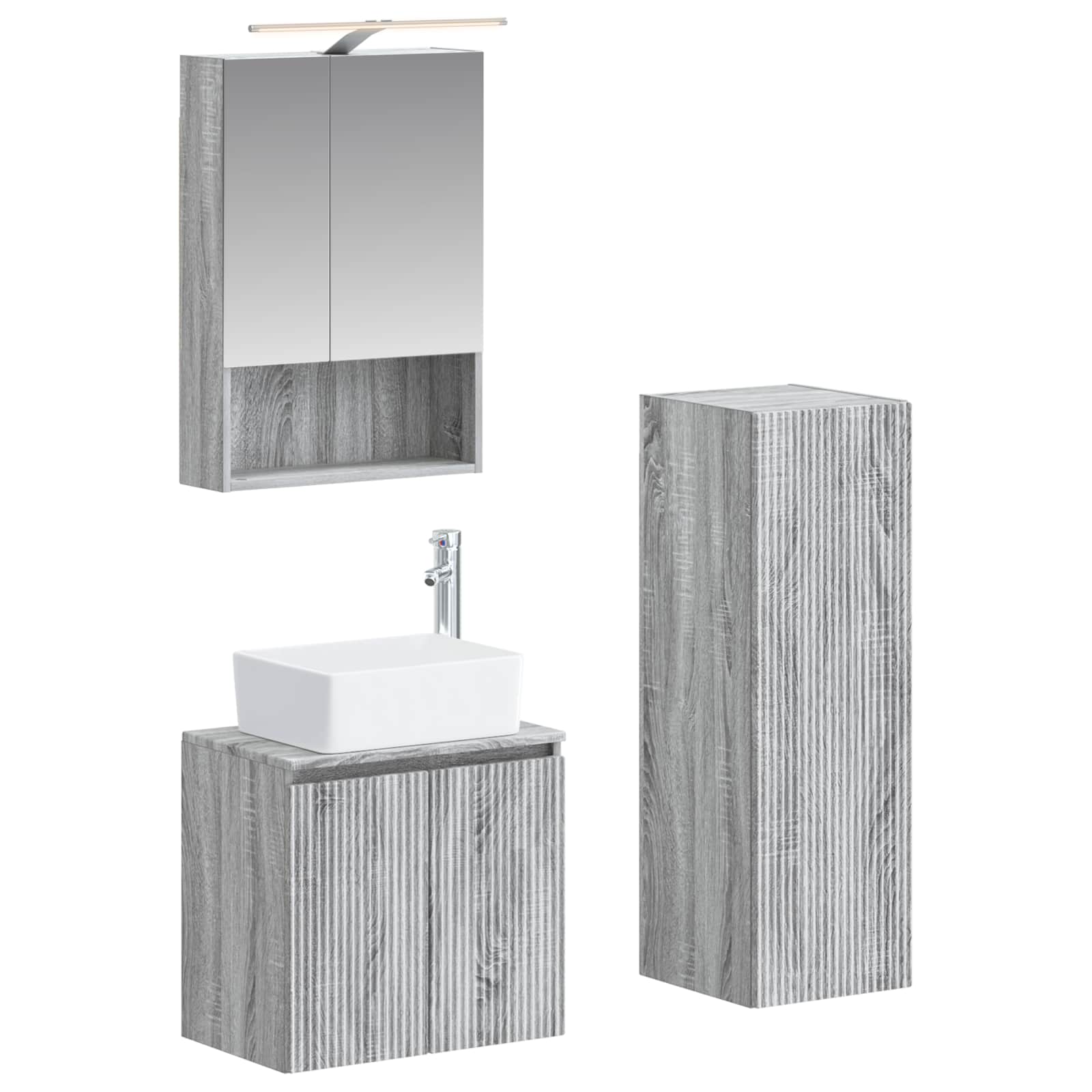 Bathroom Furniture Set 4 Pcs Engineered Wood And Glass