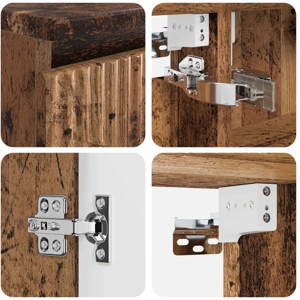 Bathroom Furniture Set 4 Pcs Engineered Wood And Glass