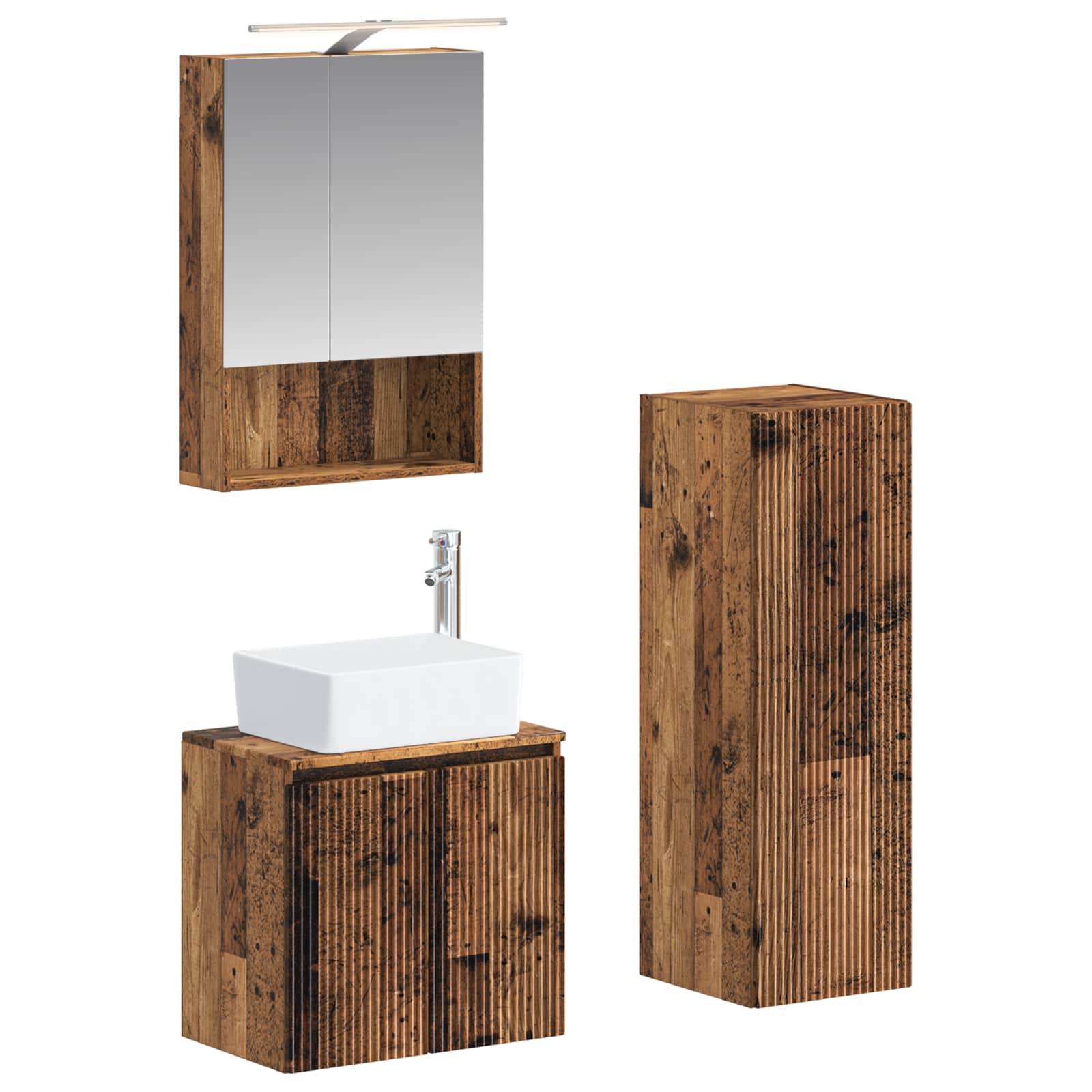 Bathroom Furniture Set 4 Pcs Engineered Wood And Glass