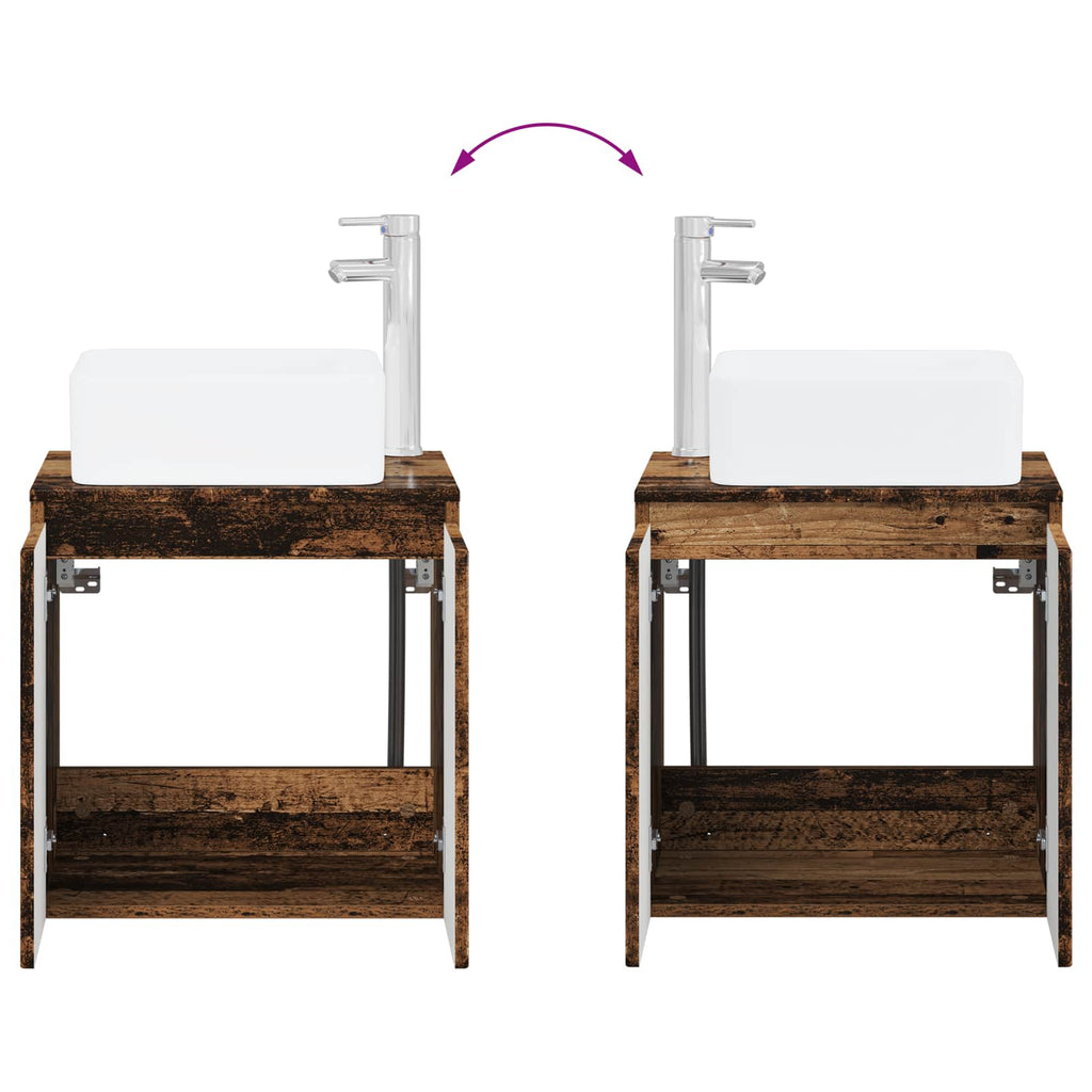 Bathroom Furniture Set 4 Pcs Engineered Wood And Glass