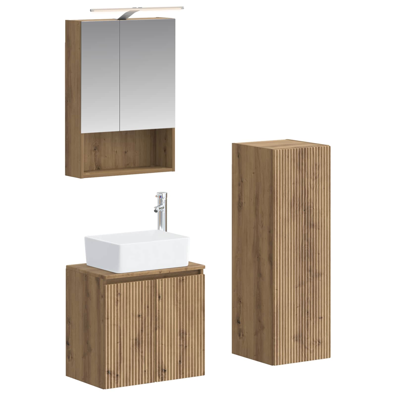 Bathroom Furniture Set 4 Pcs Engineered Wood And Glass