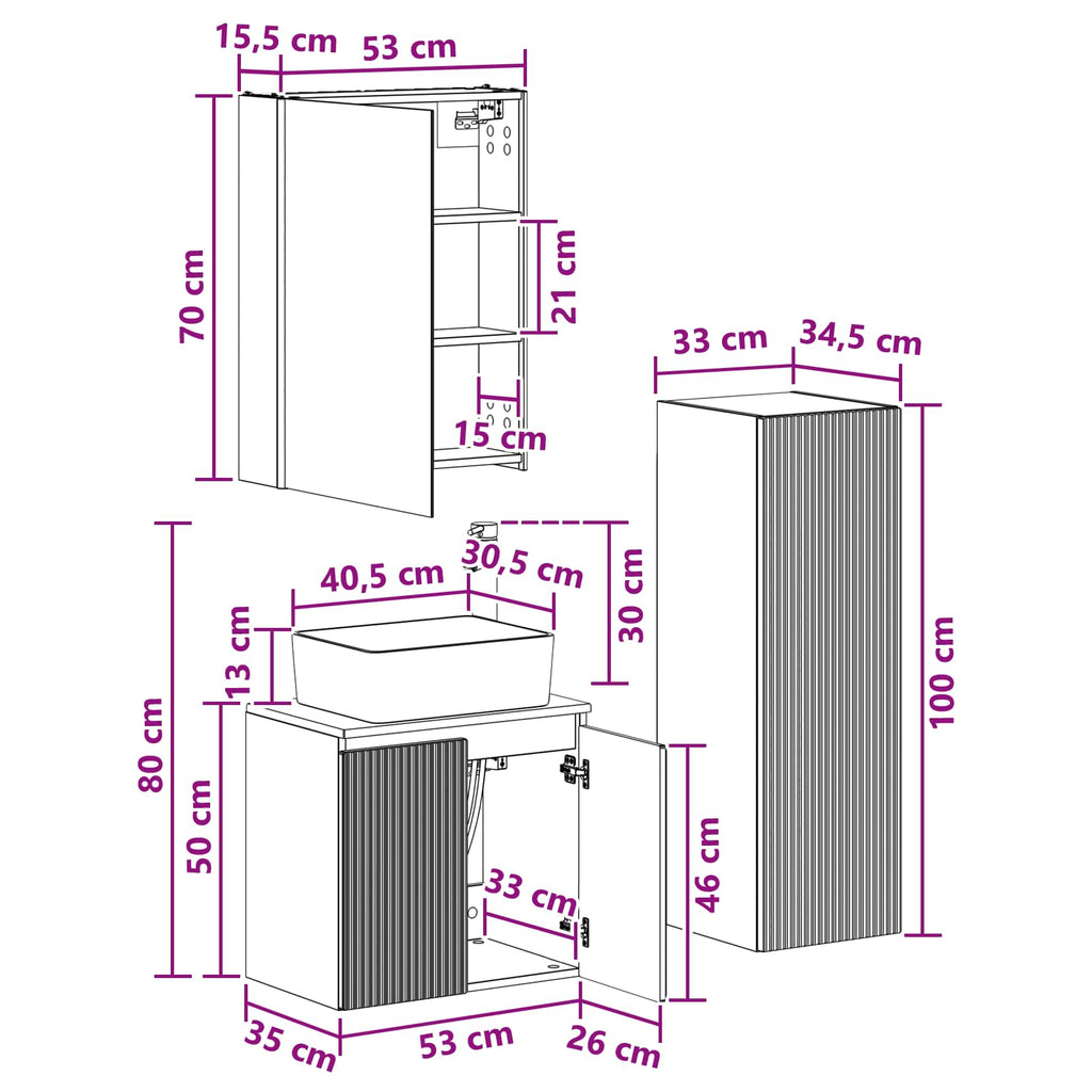 Bathroom Furniture Set 4 Pcs