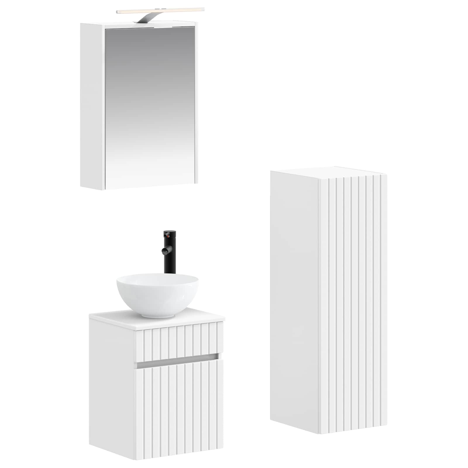 Bathroom Furniture Set 4 Pcs Engineered Wood And Glass
