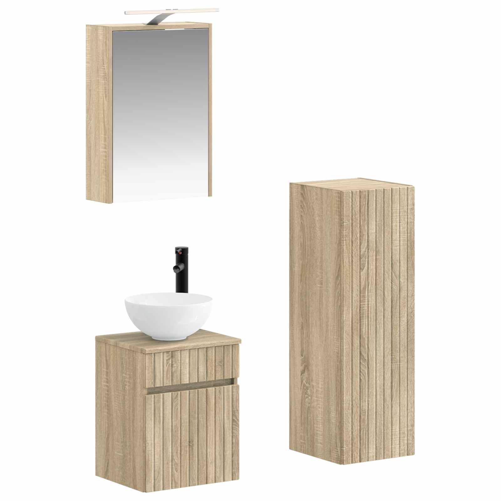 Bathroom Furniture Set 4 Pcs Engineered Wood And Glass