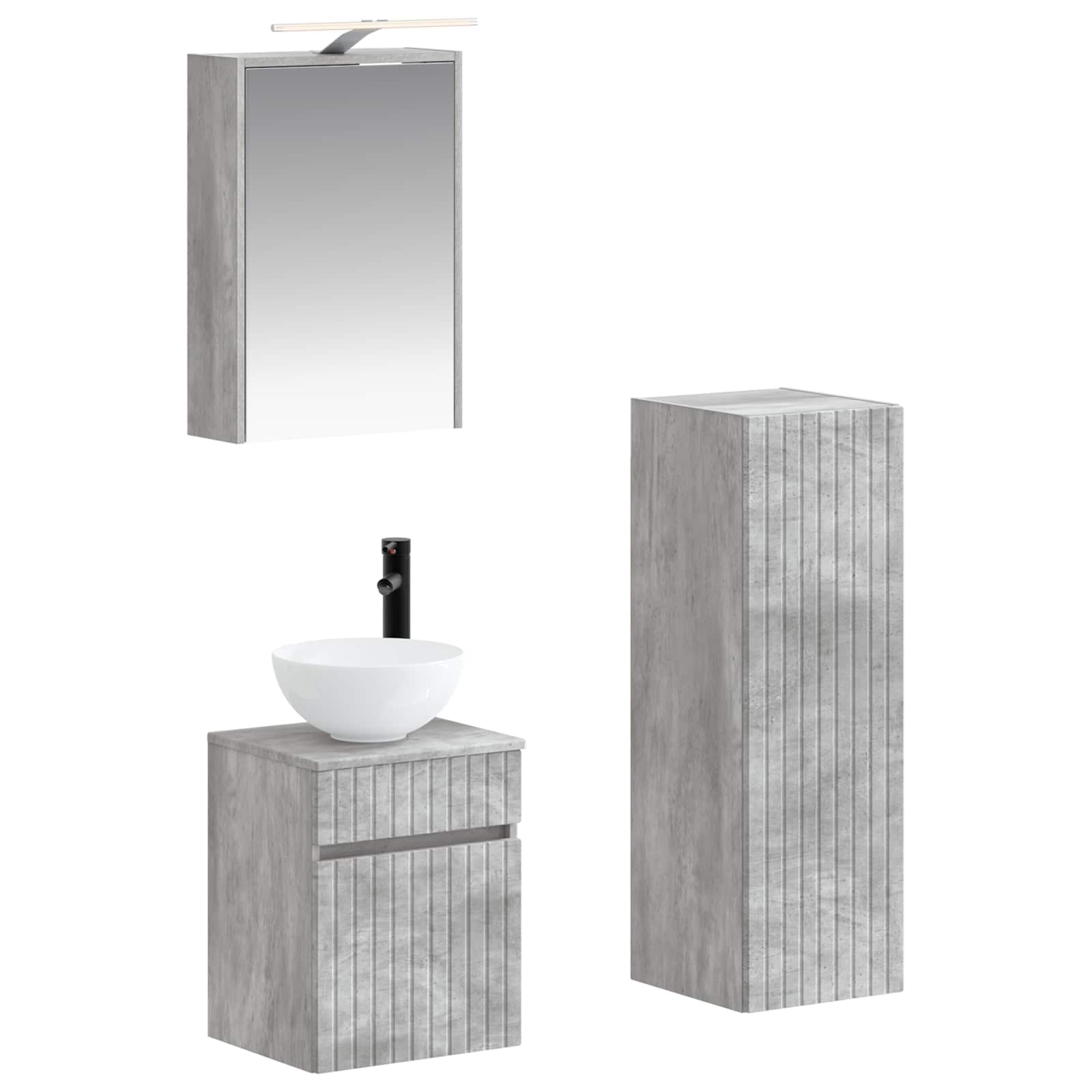 Bathroom Furniture Set 4 Pcs Engineered Wood And Glass
