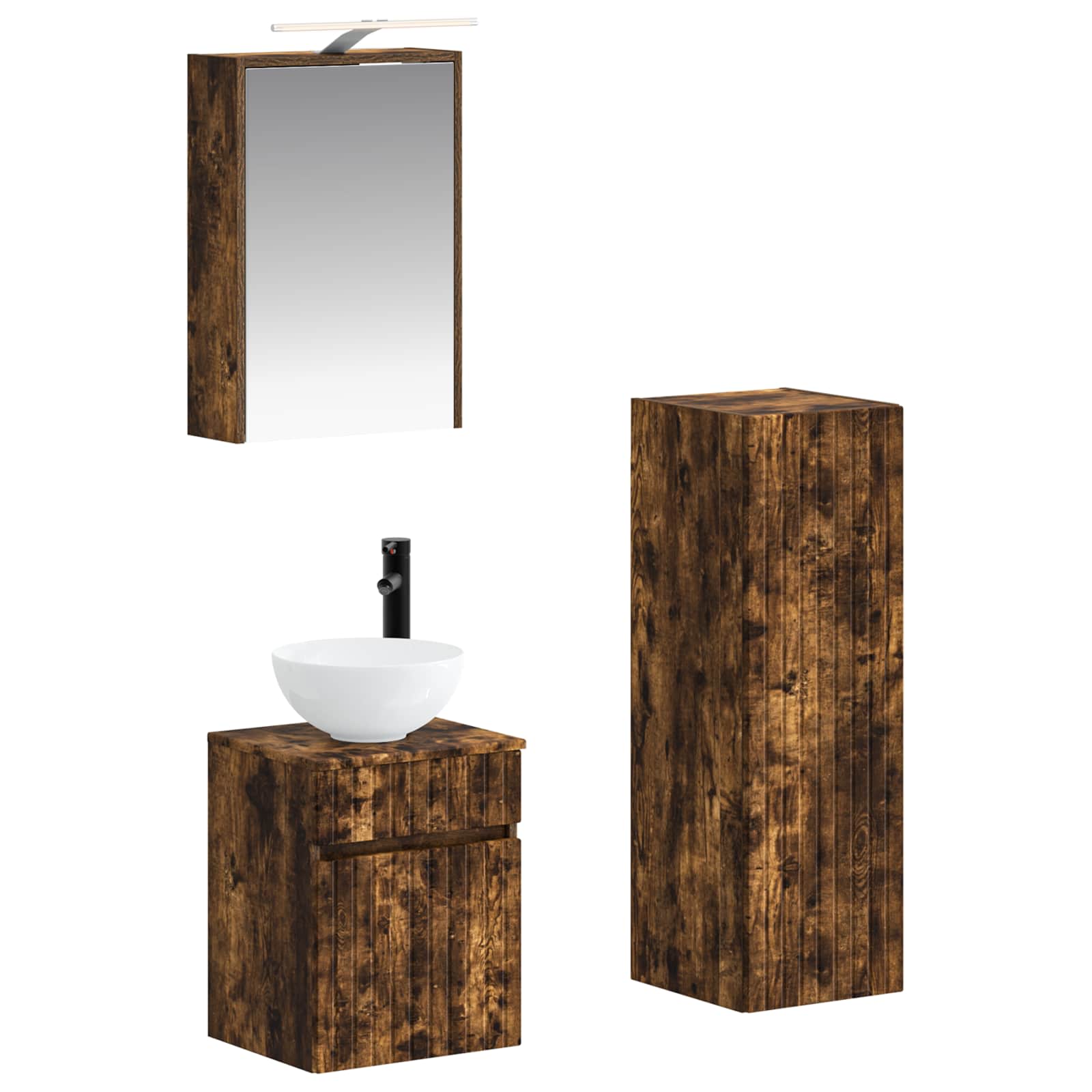 Bathroom Furniture Set 4 Pcs Engineered Wood And Glass