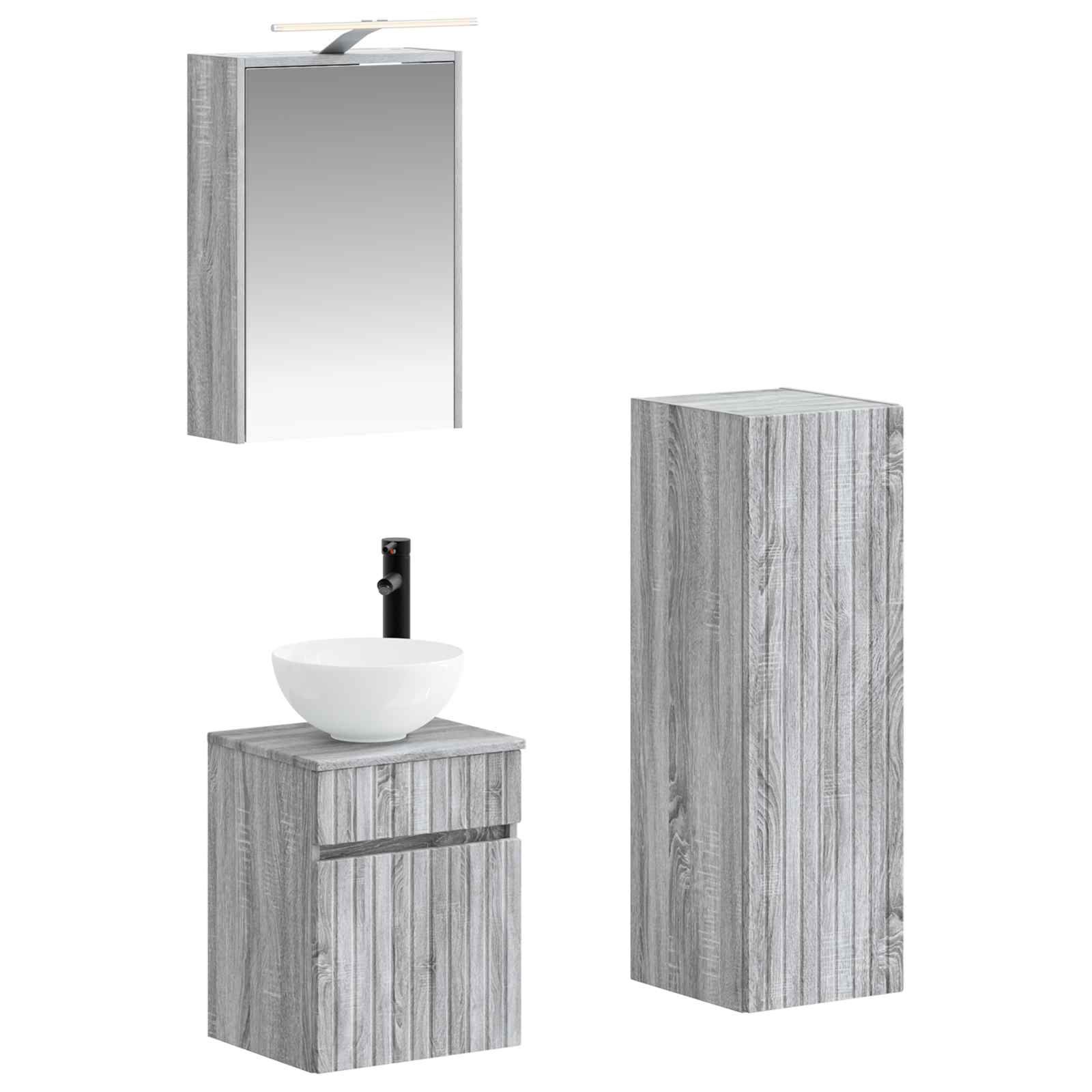 Bathroom Furniture Set 4 Pcs Engineered Wood And Glass