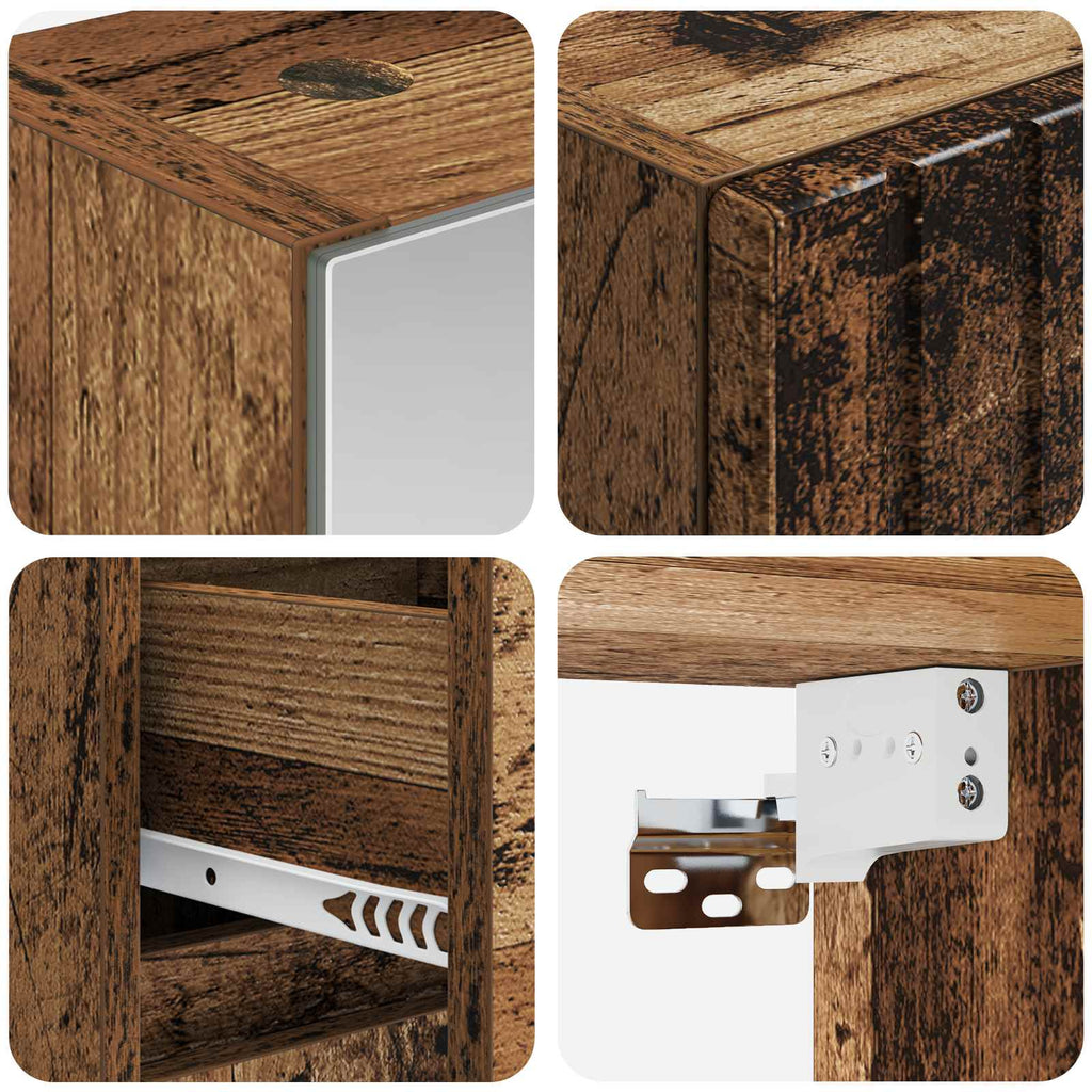 Bathroom Furniture Set 4 Pcs Engineered Wood And Glass