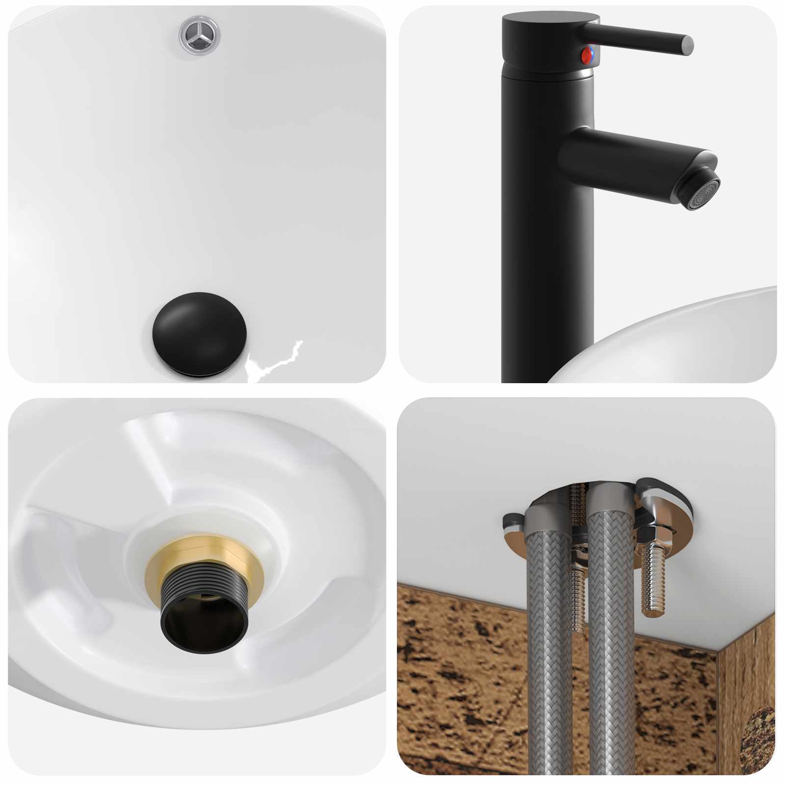 Bathroom Furniture Set 4 Pcs Engineered Wood And Glass