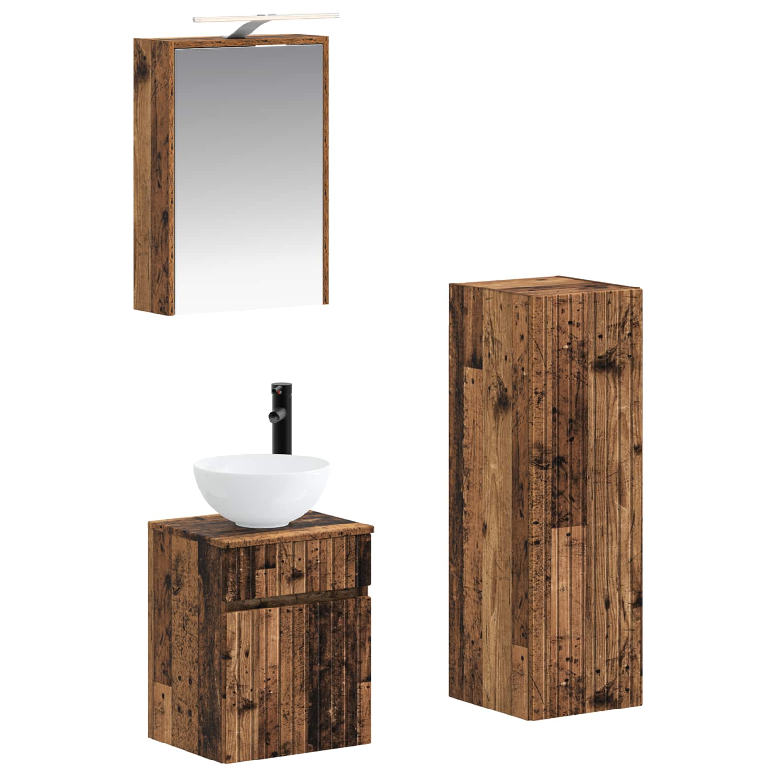 Bathroom Furniture Set 4 Pcs Engineered Wood And Glass