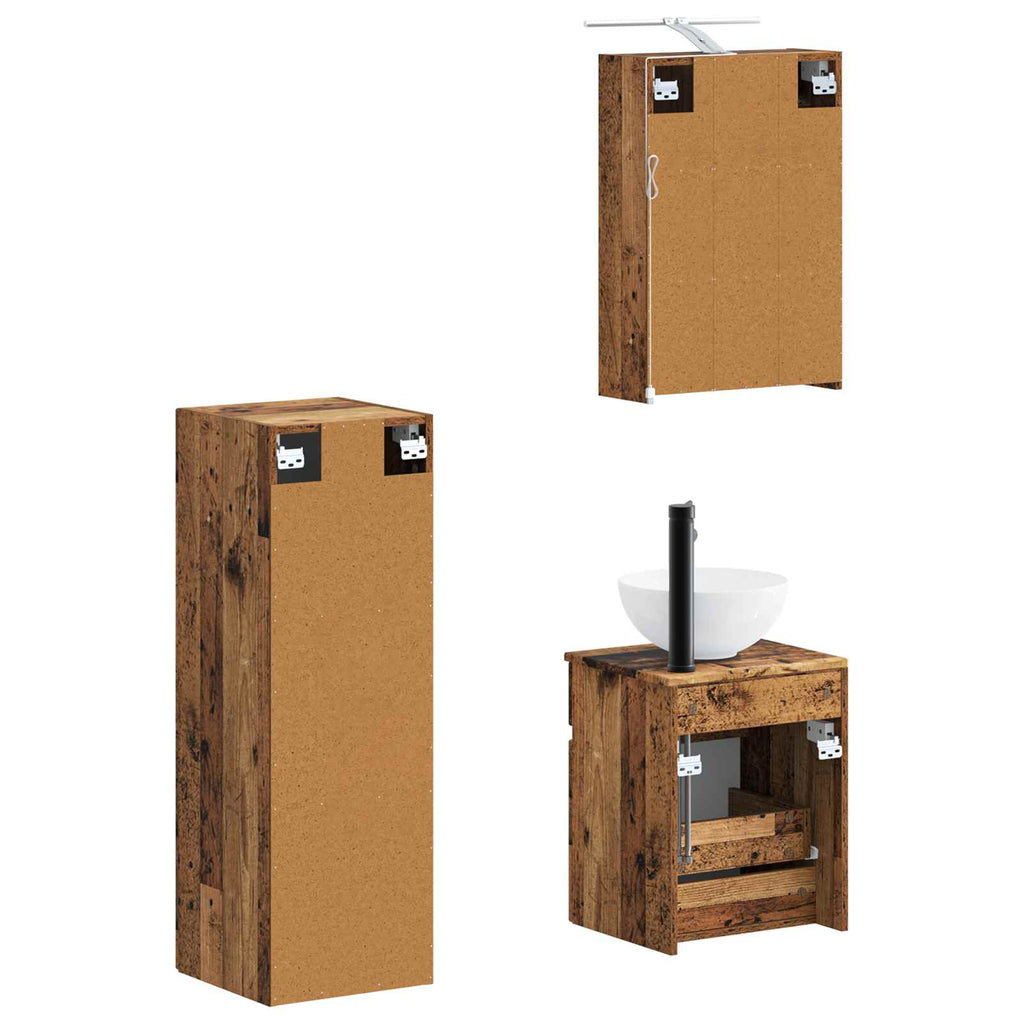 Bathroom Furniture Set 4 Pcs Engineered Wood And Glass