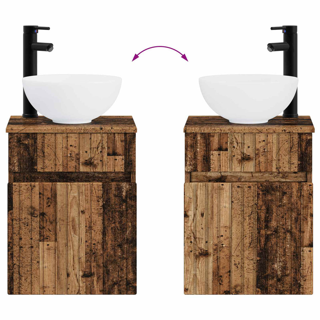 Bathroom Furniture Set 4 Pcs Engineered Wood And Glass