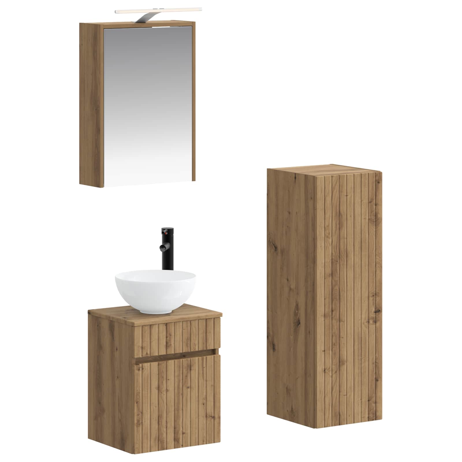 Bathroom Furniture Set 4 Pcs Engineered Wood And Glass