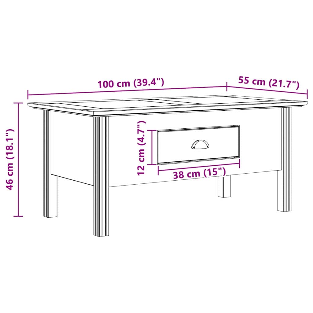 Coffee Table With Drawer Bodo 100 X 55 X 45.8 Cm