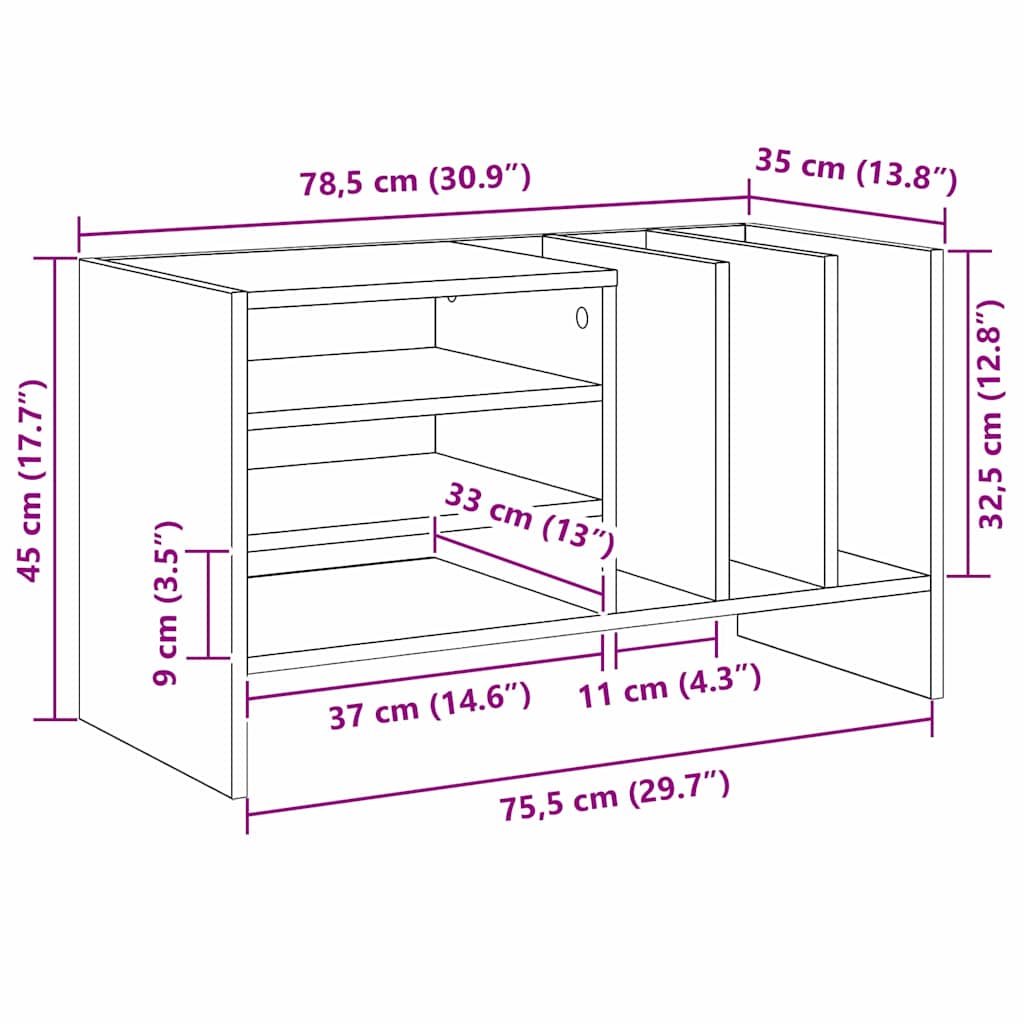 Record Cabinet 78.5 X 35 X 45 Cm Engineered Wood