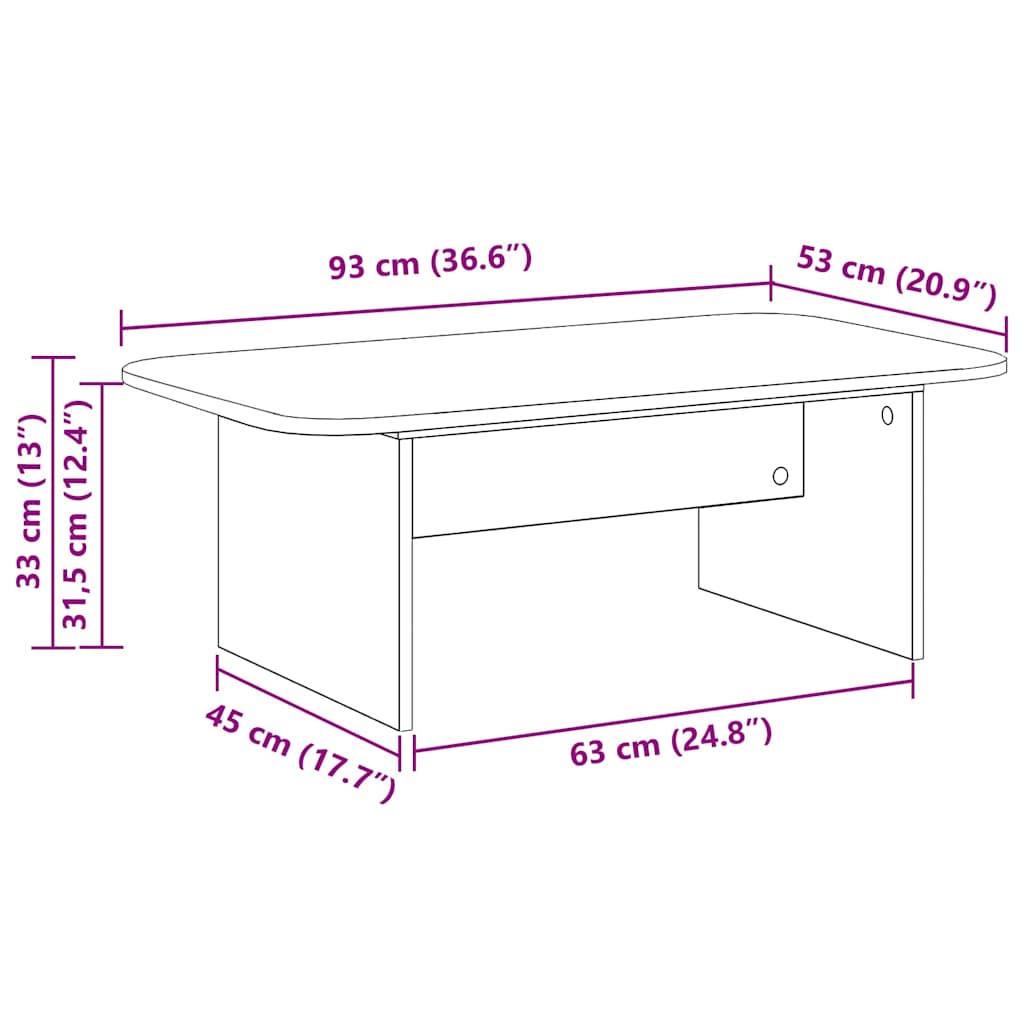 Coffee Table 93 X 53 X 33 Cm Engineered Wood