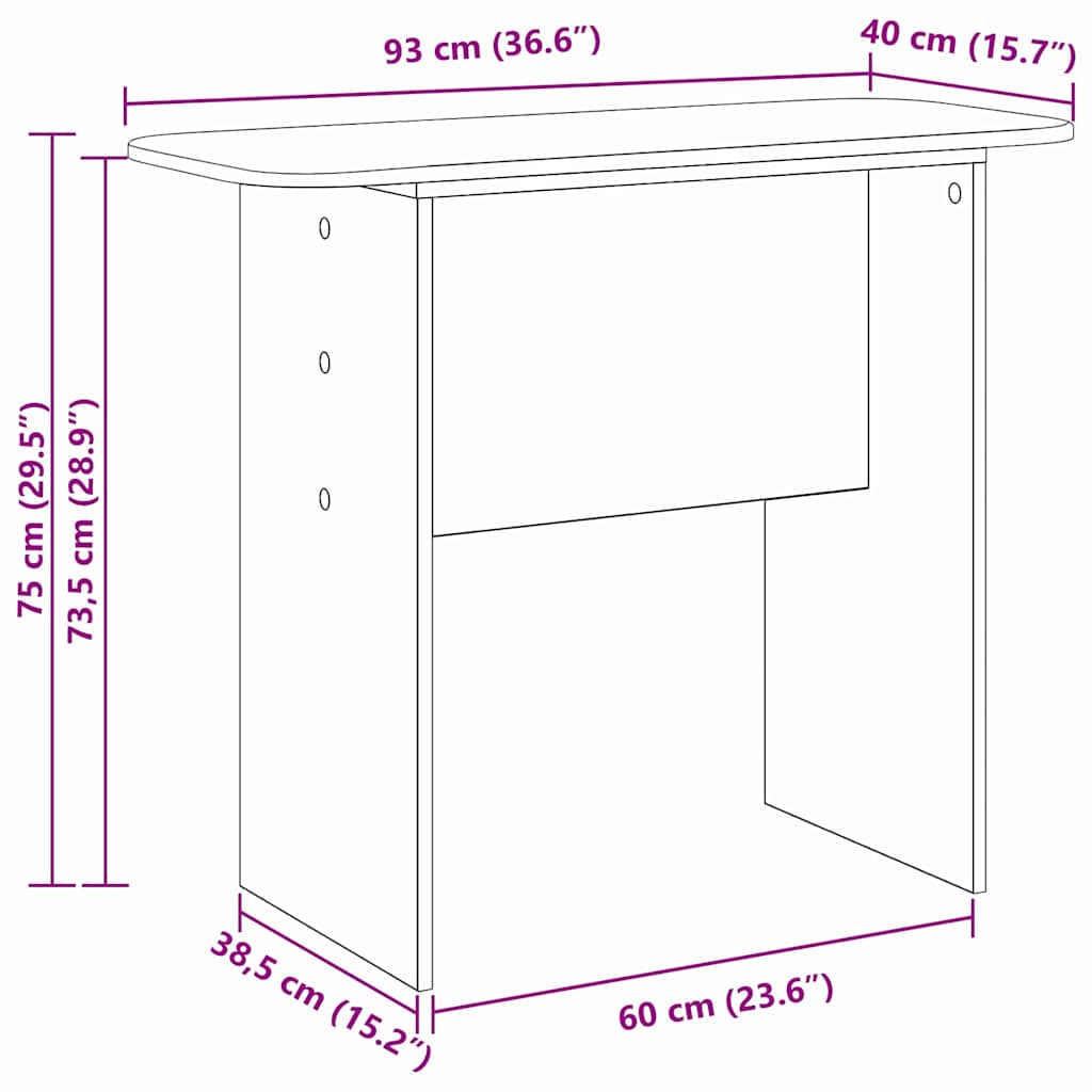 Console Table 93 X 40 X 75 Cm Engineered Wood
