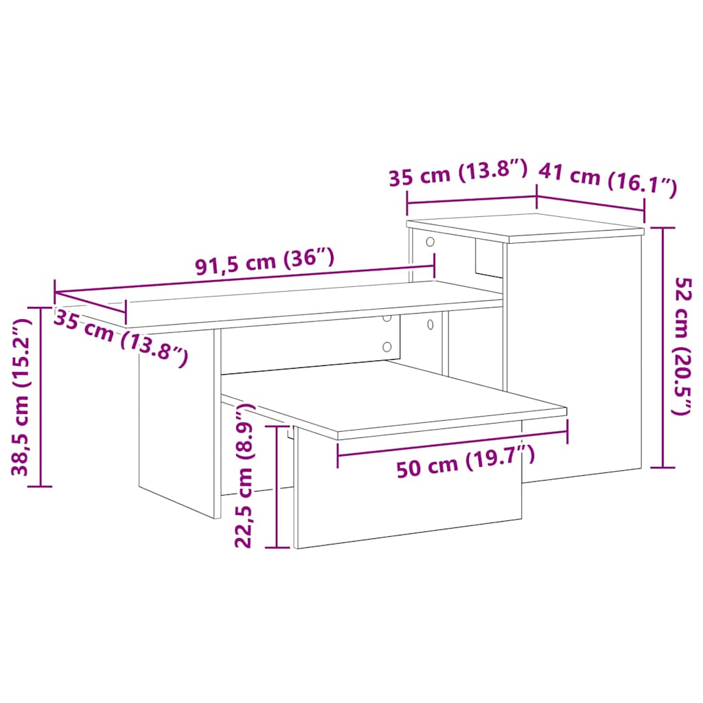 Console Table 91.5 X 35 X 38.5 Cm Engineered Wood