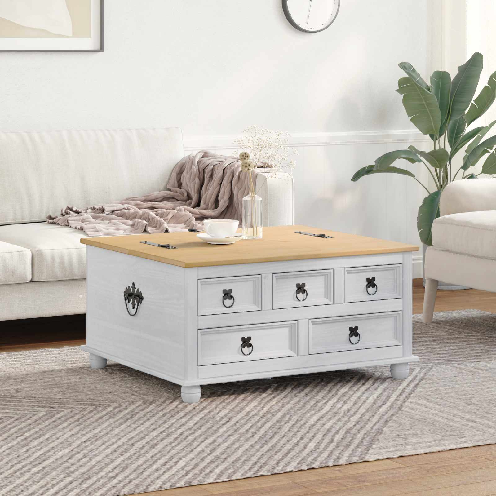 Storage Box With Drawer 90 X78 X 45 Cm Solid Pine Wood