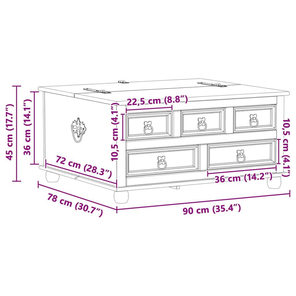 Storage Box With Drawer 90 X78 X 45 Cm Solid Pine Wood