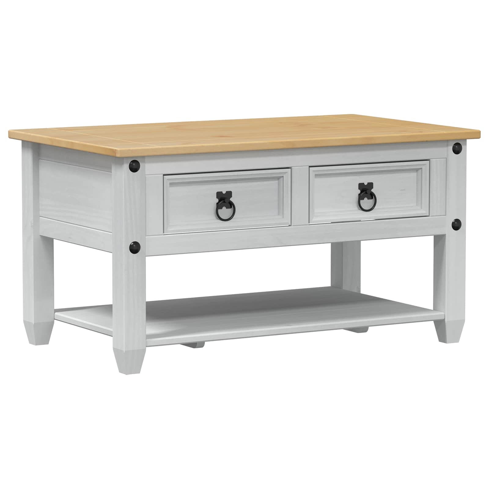 Coffee Table With Drawer 85 X 50 X 45 Cm Solid Pine Wood