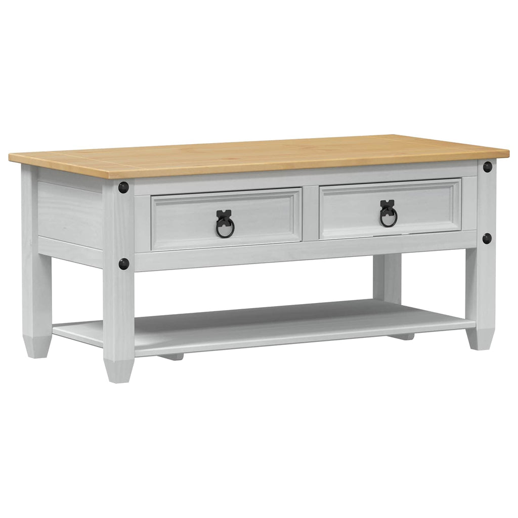 Coffee Table With Drawer 100 X 48 X 45 Cm Solid Pine Wood