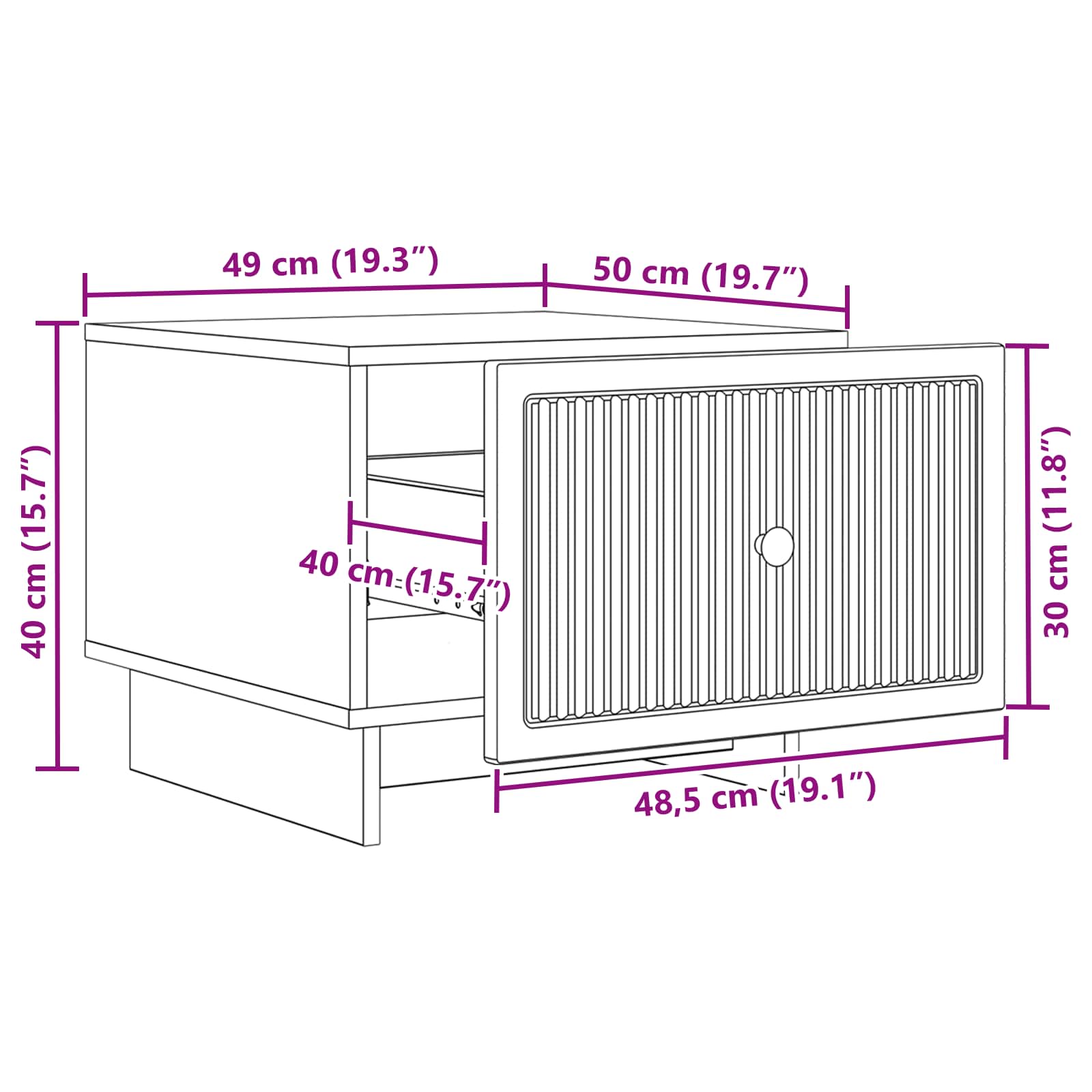 Coffee Table With Drawer 49 X 50 X 40 Cm Engineered Wood