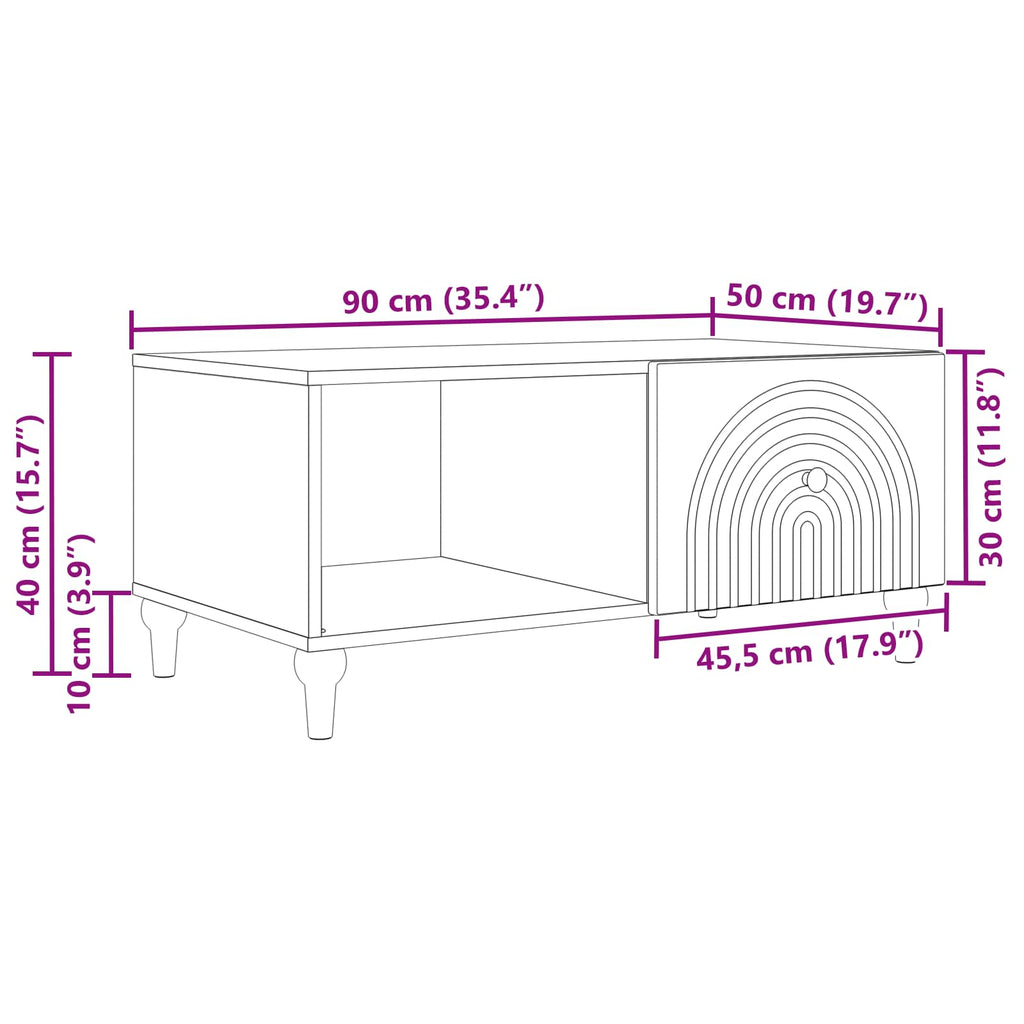 Coffee Table 90 X 50 X 40 Cm Engineered Wood