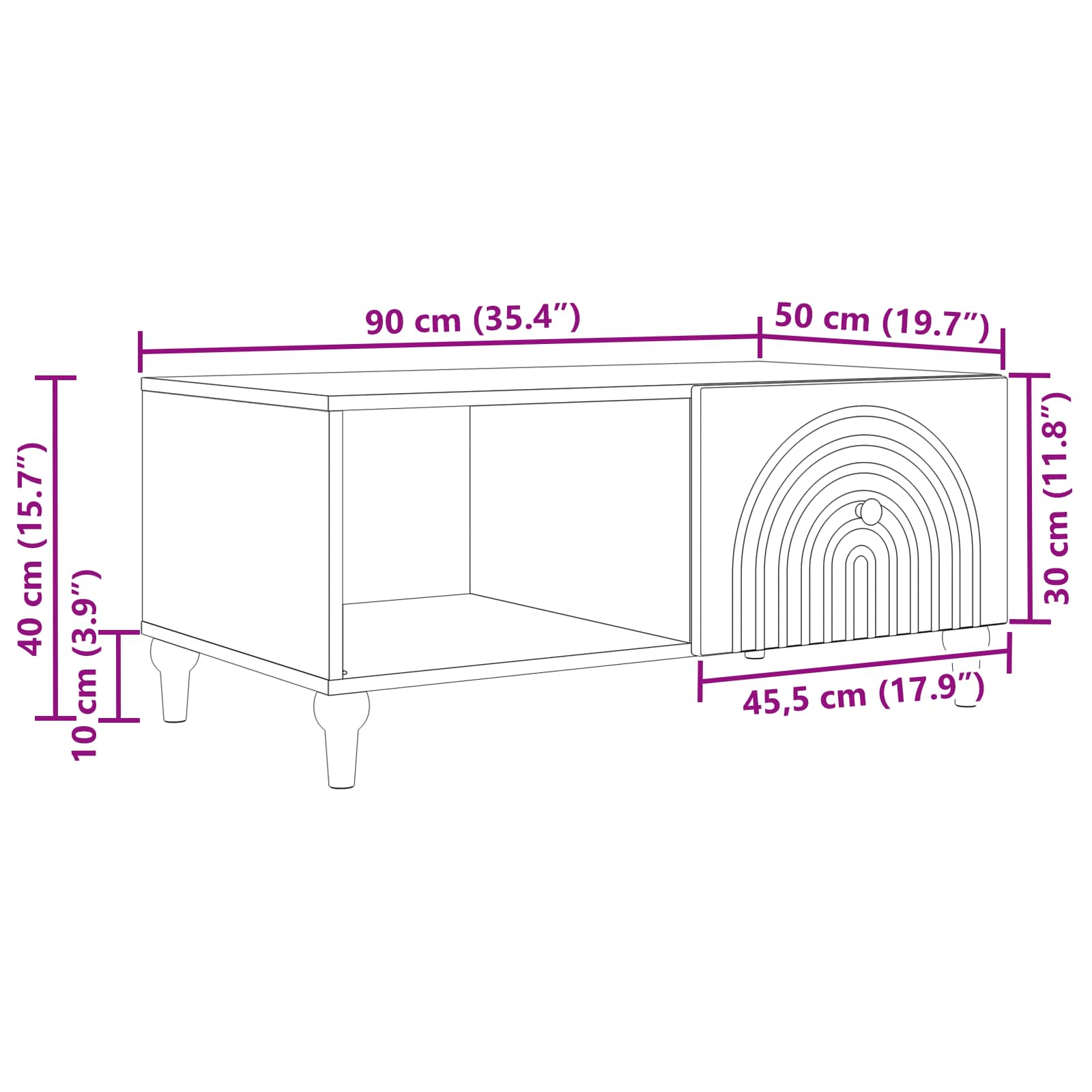 Coffee Table 90 X 50 X 40 Cm Engineered Wood