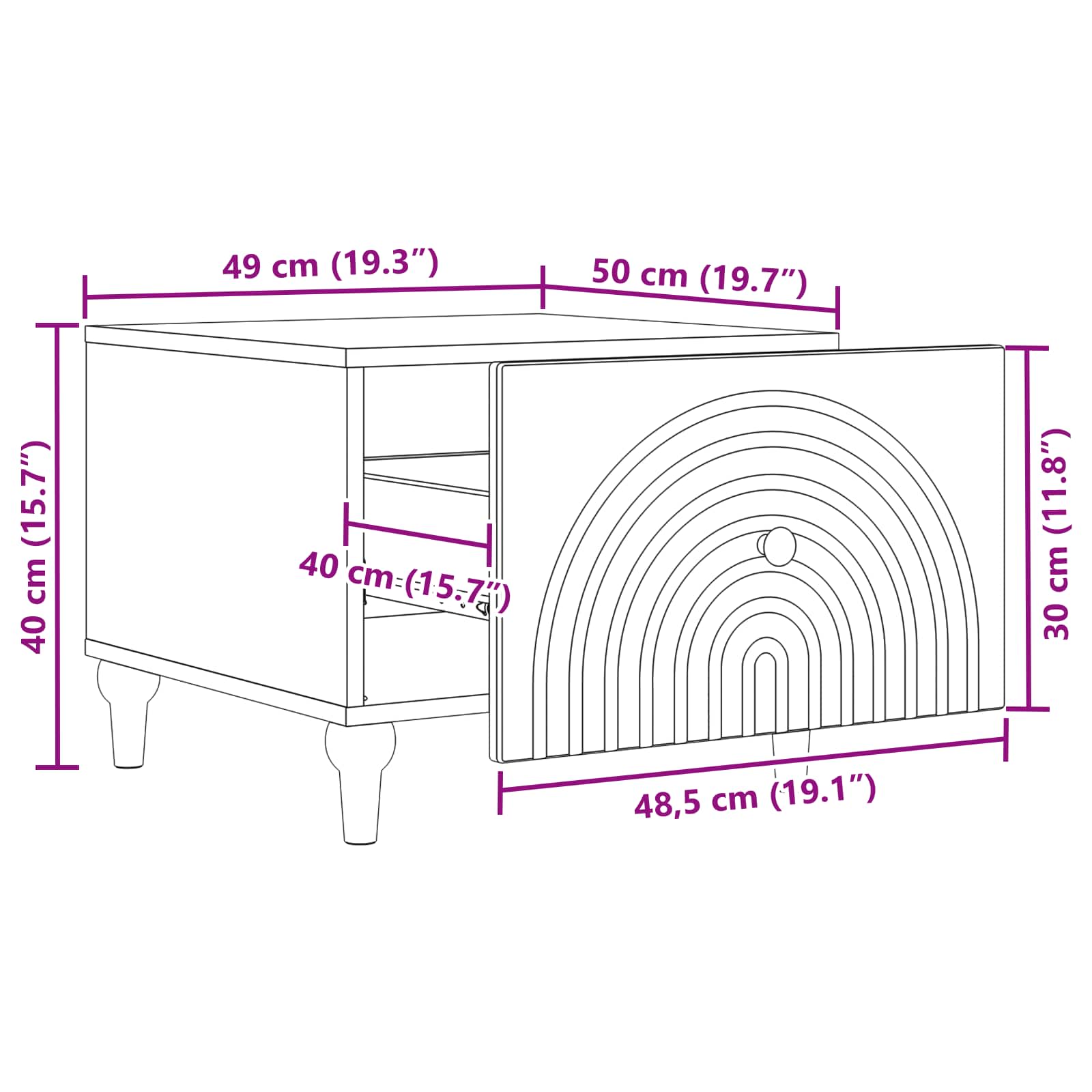 Coffee Table With Drawer 49 X 50 X 40 Cm Engineered Wood
