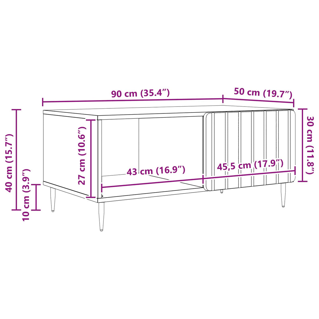 Coffee Table 90 X 50 40 Cm Engineered Wood Sonoma Oak Living Room Table