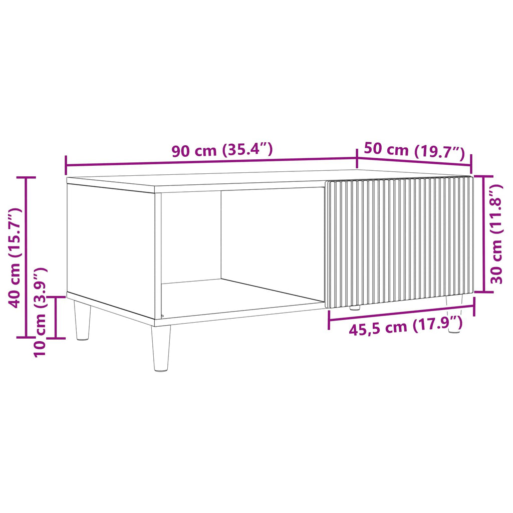 Coffee Table 90 X 50 X 40 Cm Engineered Wood