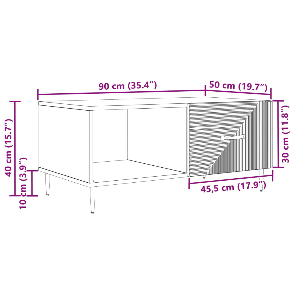 Coffee Table 90 X 50 X 40 Cm Engineered Wood