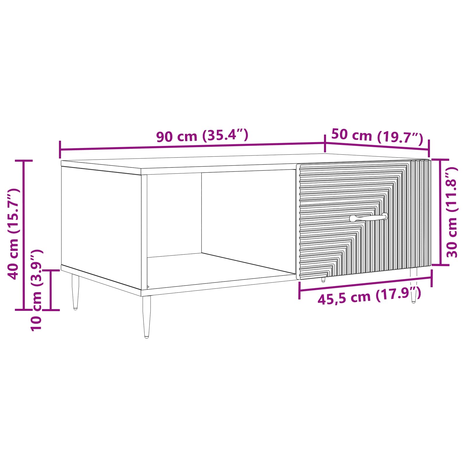 Coffee Table 90 X 50 X 40 Cm Engineered Wood