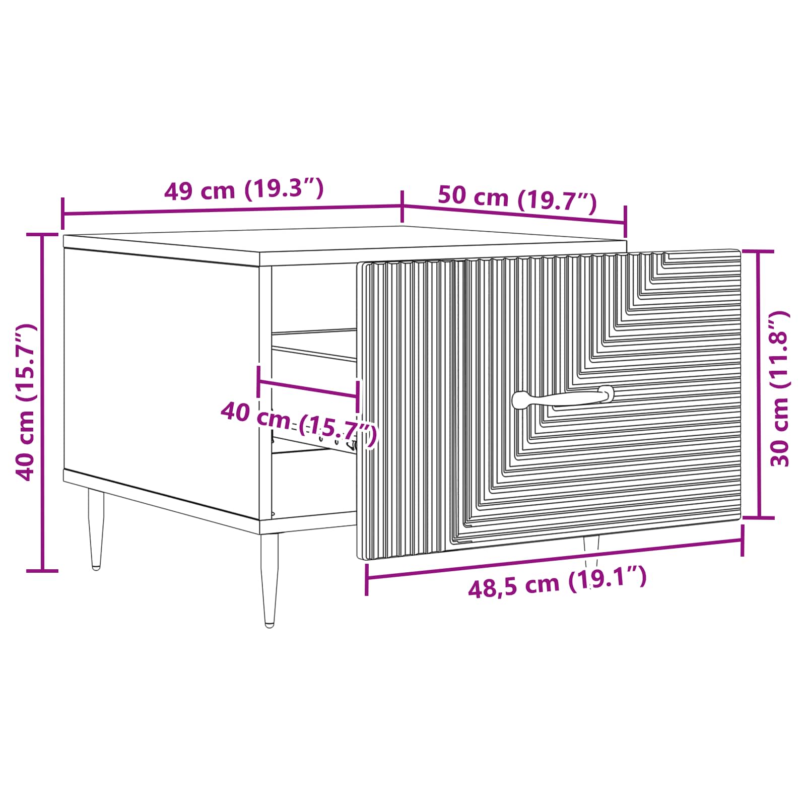 Coffee Table 49 X 50 X 40 Cm Engineered Wood