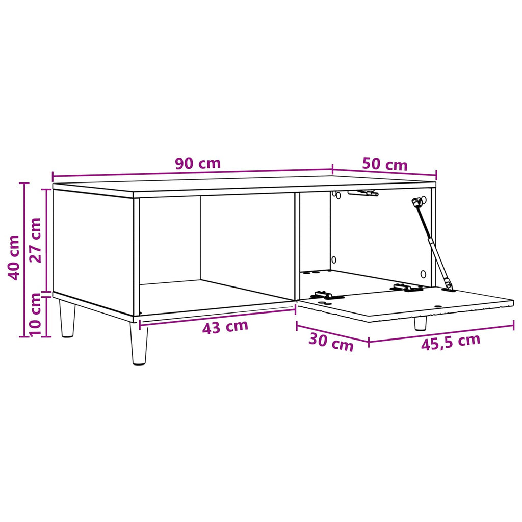 Coffee Table 90 X 50 X 40 Cm Engineered Wood