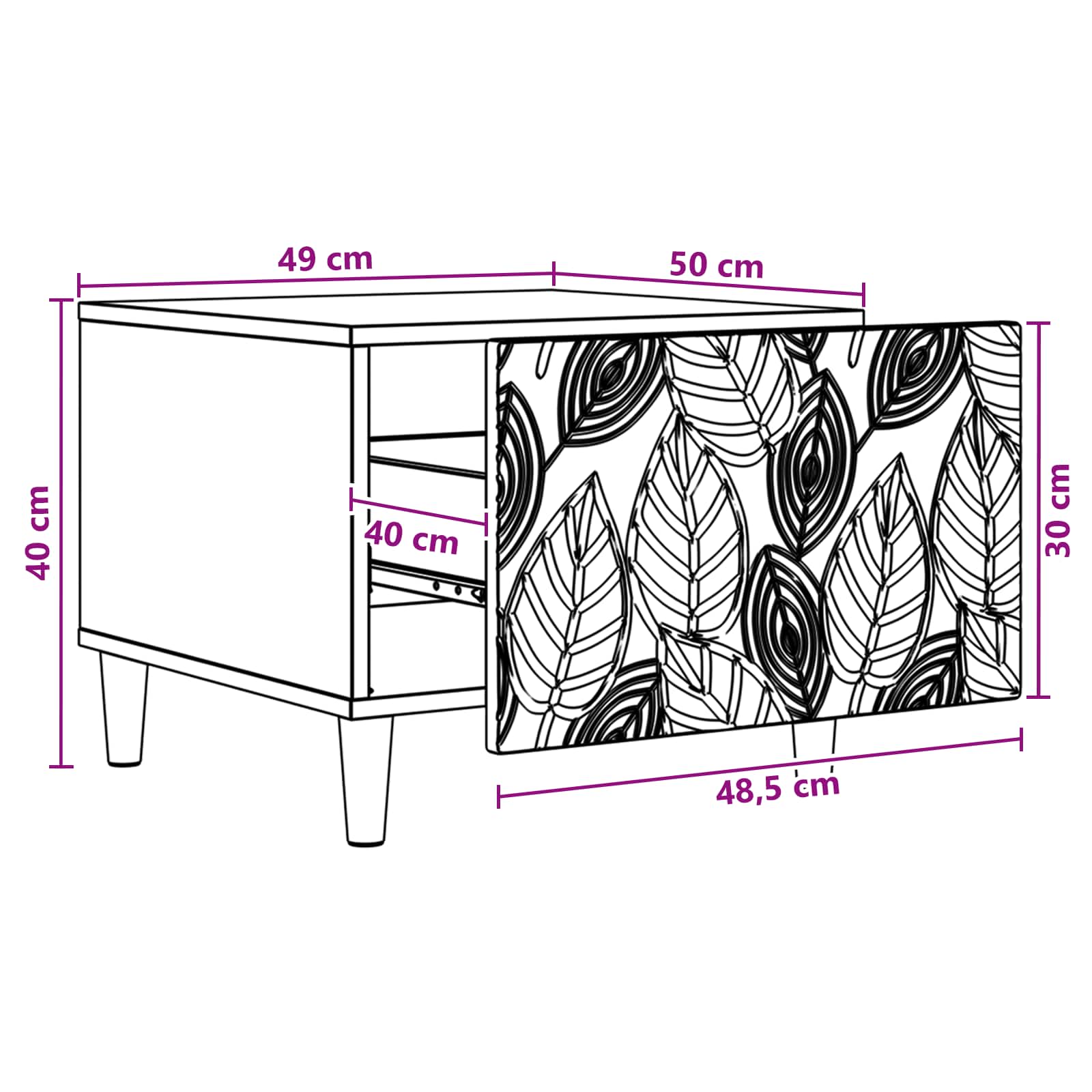 Coffee Table 50 X 49 X 40 Cm Engineered Wood