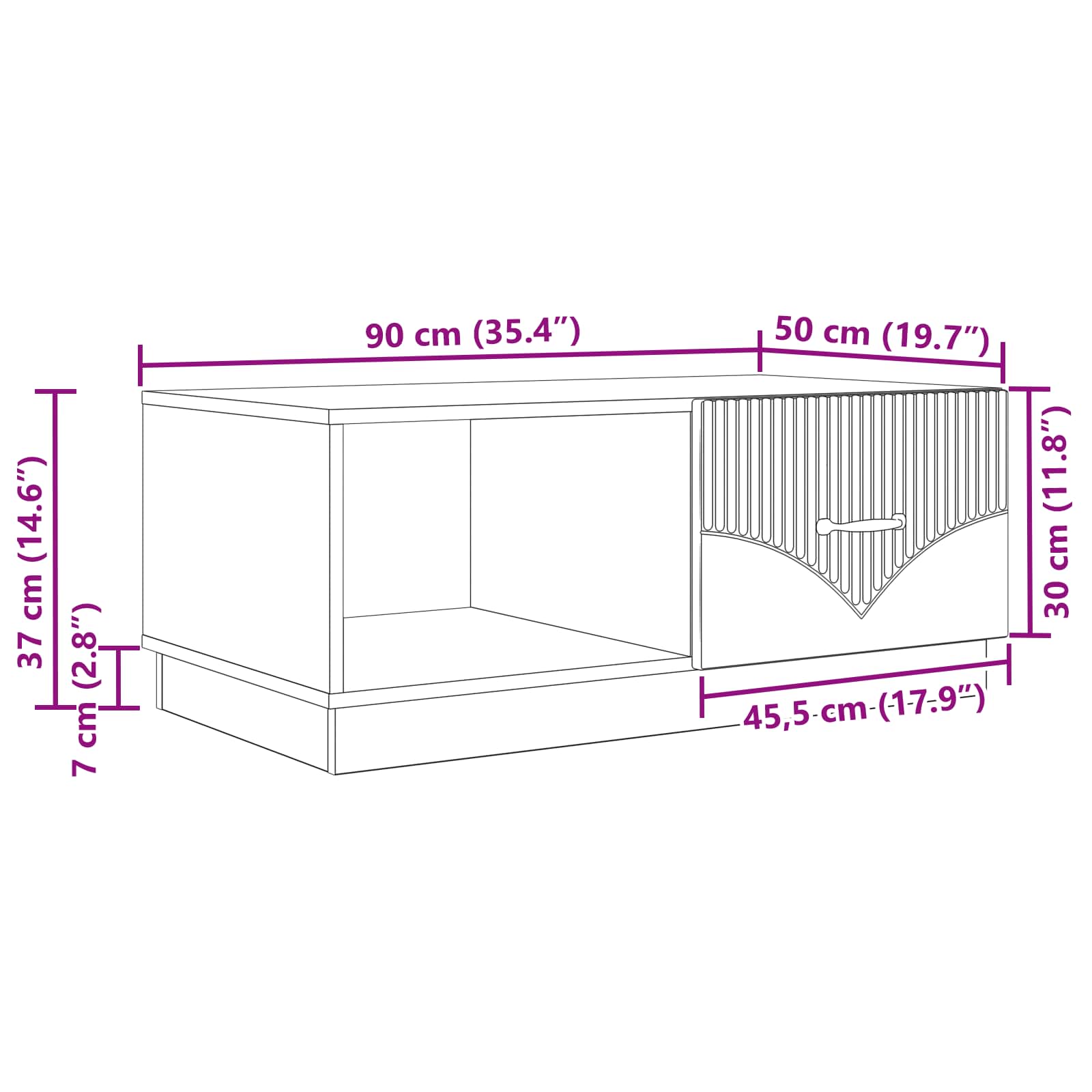 Coffee Table 90 X 50 X 37 Cm Engineered Wood