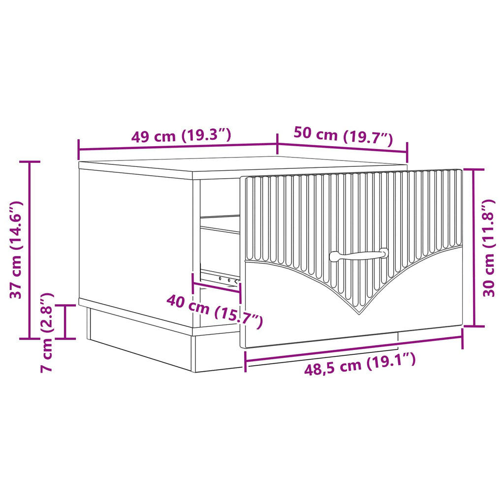Coffee Table 49 X 50 X 37 Cm Engineered Wood