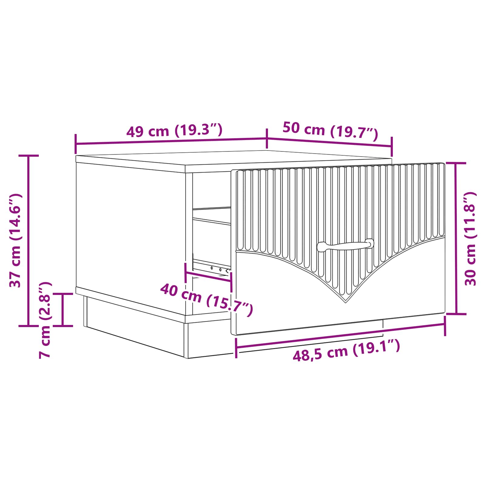 Coffee Table 49 X 50 X 37 Cm Engineered Wood