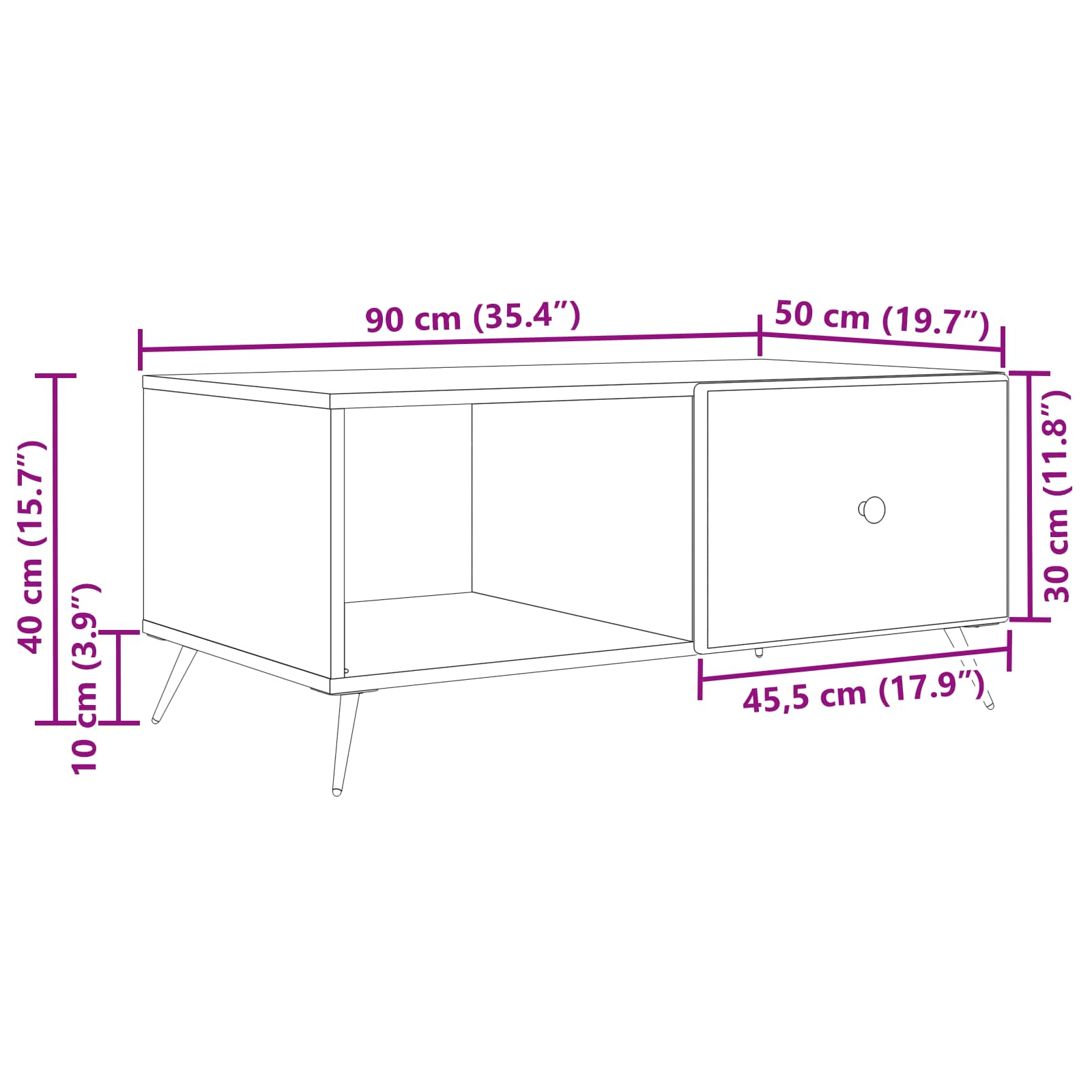 Coffee Table 90 X 50 X 40 Cm Engineered Wood