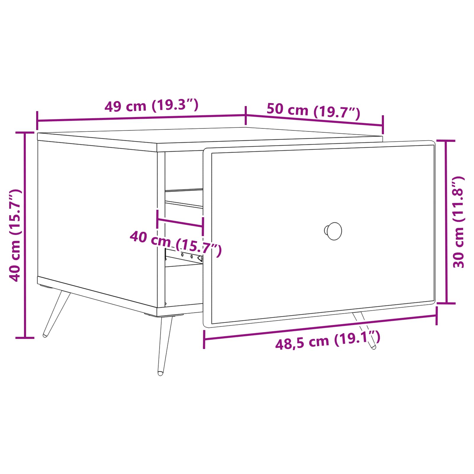 Coffee Table 49 X 50 X 40 Cm Engineered Wood