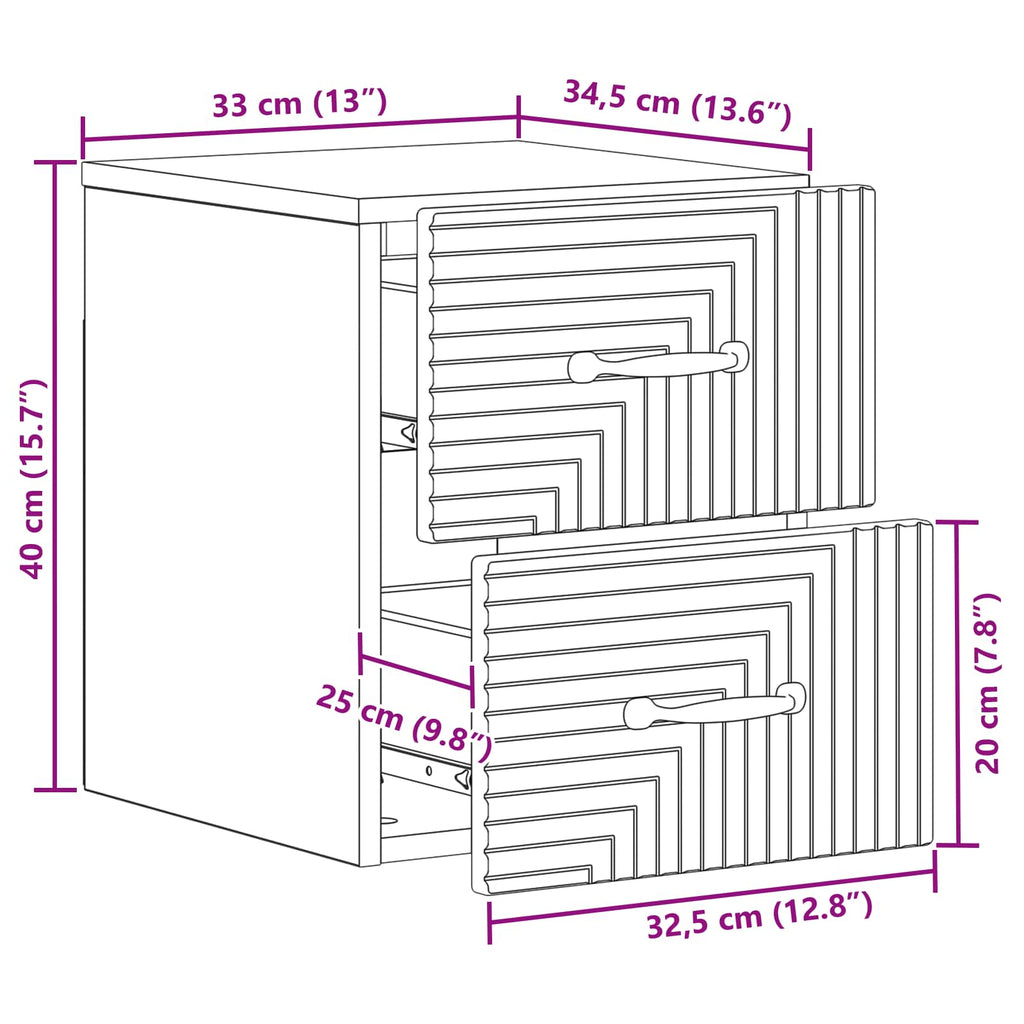 Wall-Mounted Bedside Cabinet 34.5 X 33 X 40 Cm