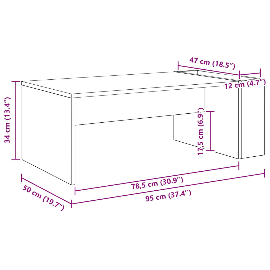 Coffee Table 95 X 50 X 34 Cm Engineered Wood