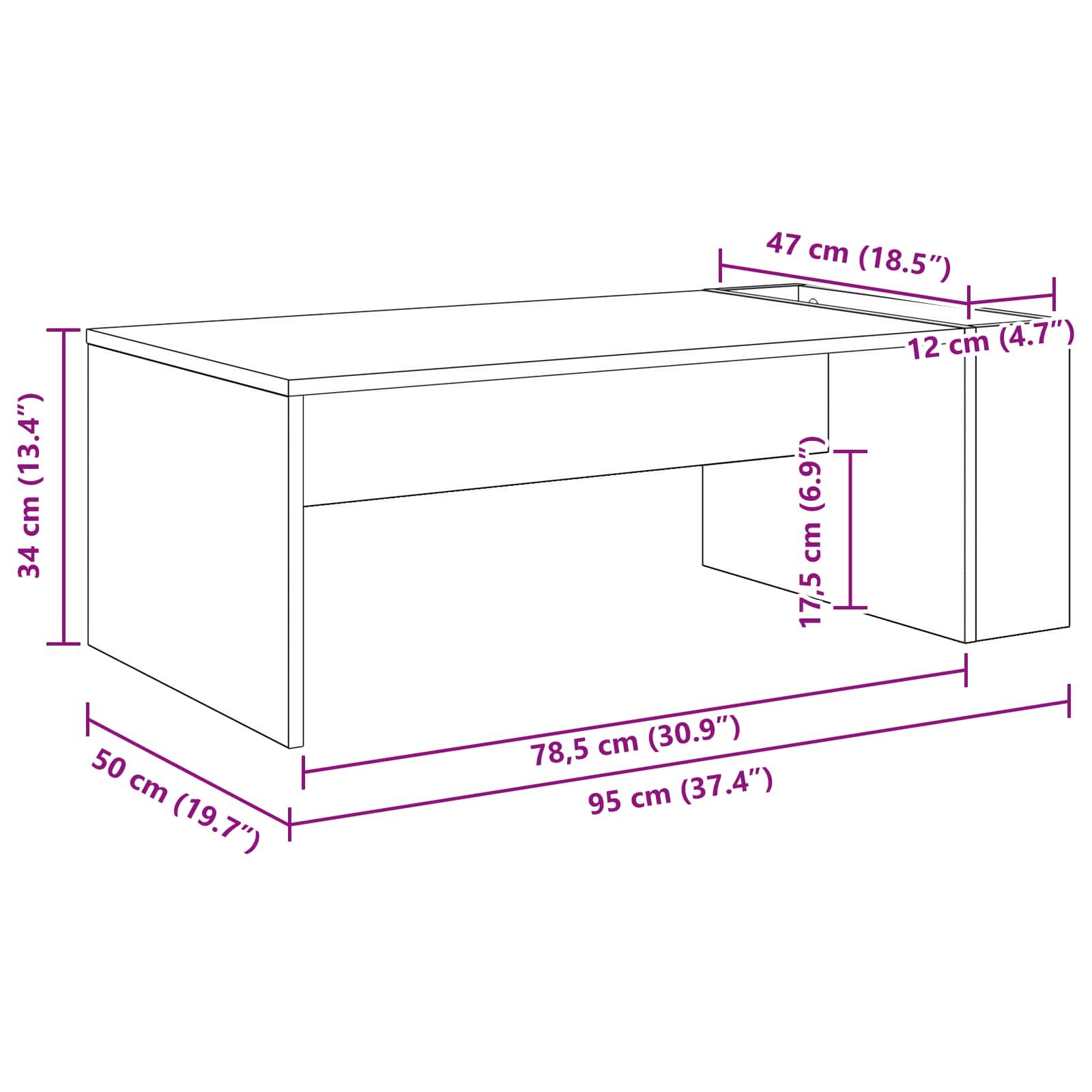 Coffee Table 95 X 50 X 34 Cm Engineered Wood