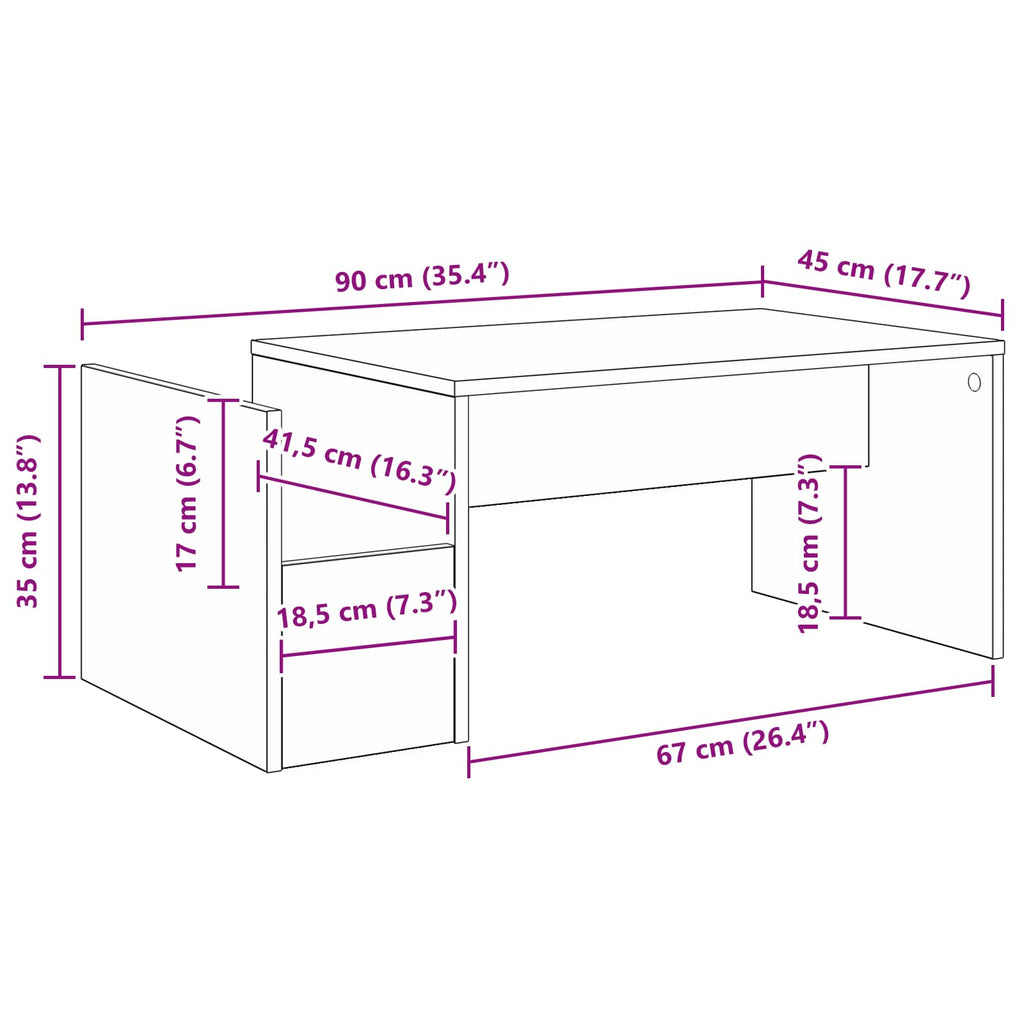 Coffee Table 90 X 45 X 35 Cm Engineered Wood